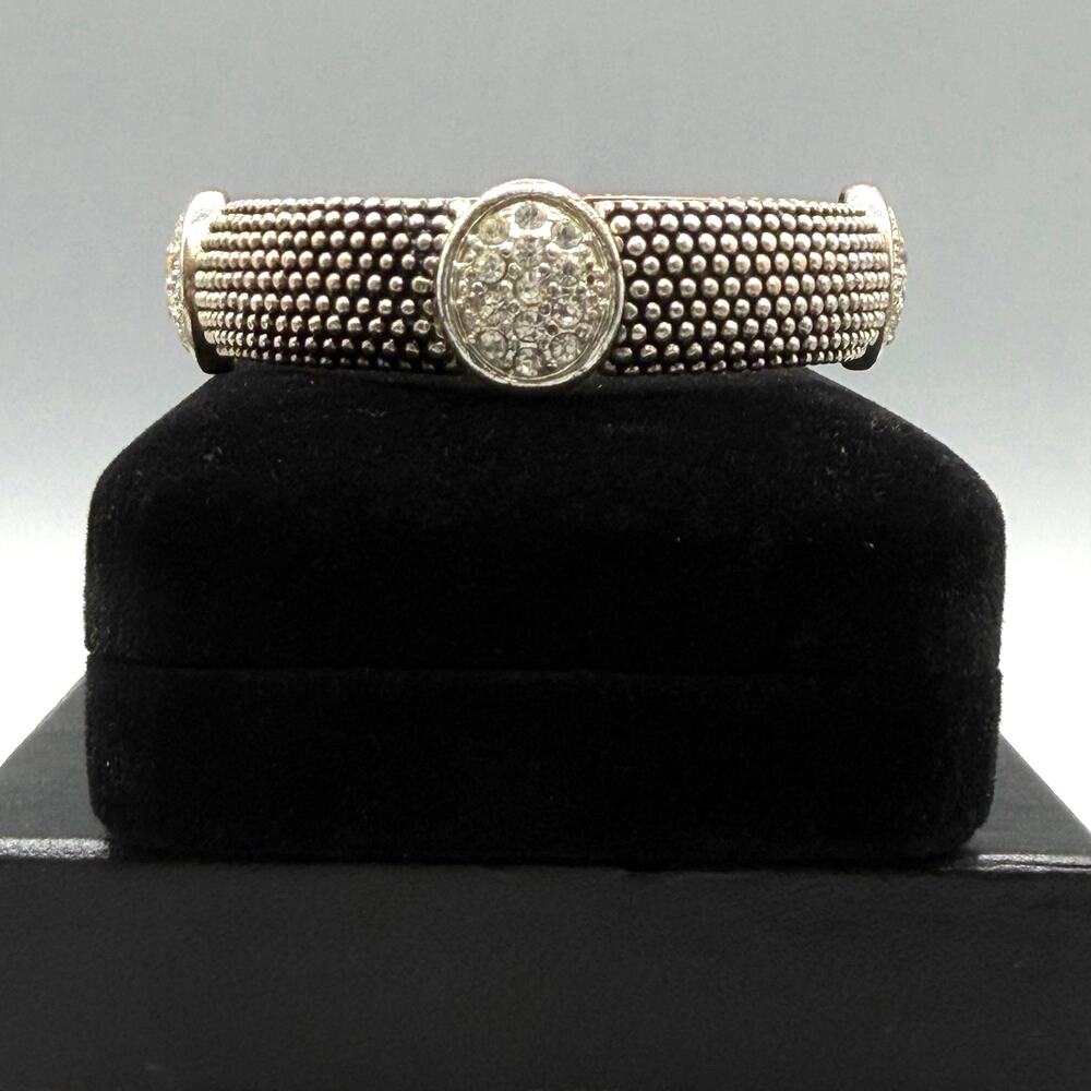 Vintage Caviar Textured Rhinestone Pavé Stretch Bracelet